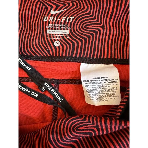 Nike Running Leggings Workout Capri‎ Crop Leggings Red Black Sz Medium Gym Women - Picture 6 of 8